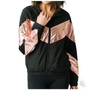 New Jackets Zyia Active Pink Shine Block Jacket Black Pink Windbreaker Full Zip